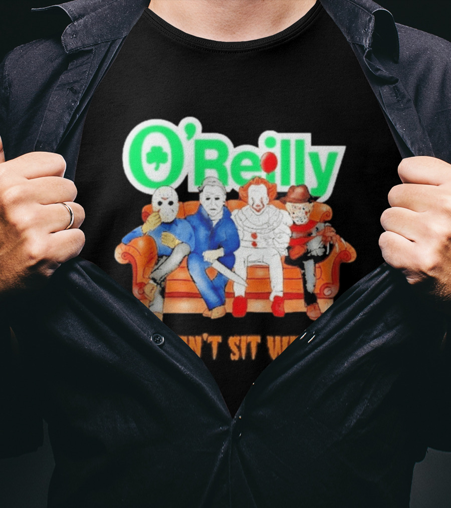 O'Reilly Horror Characters Friends Halloween 2026 You Can't Sit With Us Couch T-Shirt