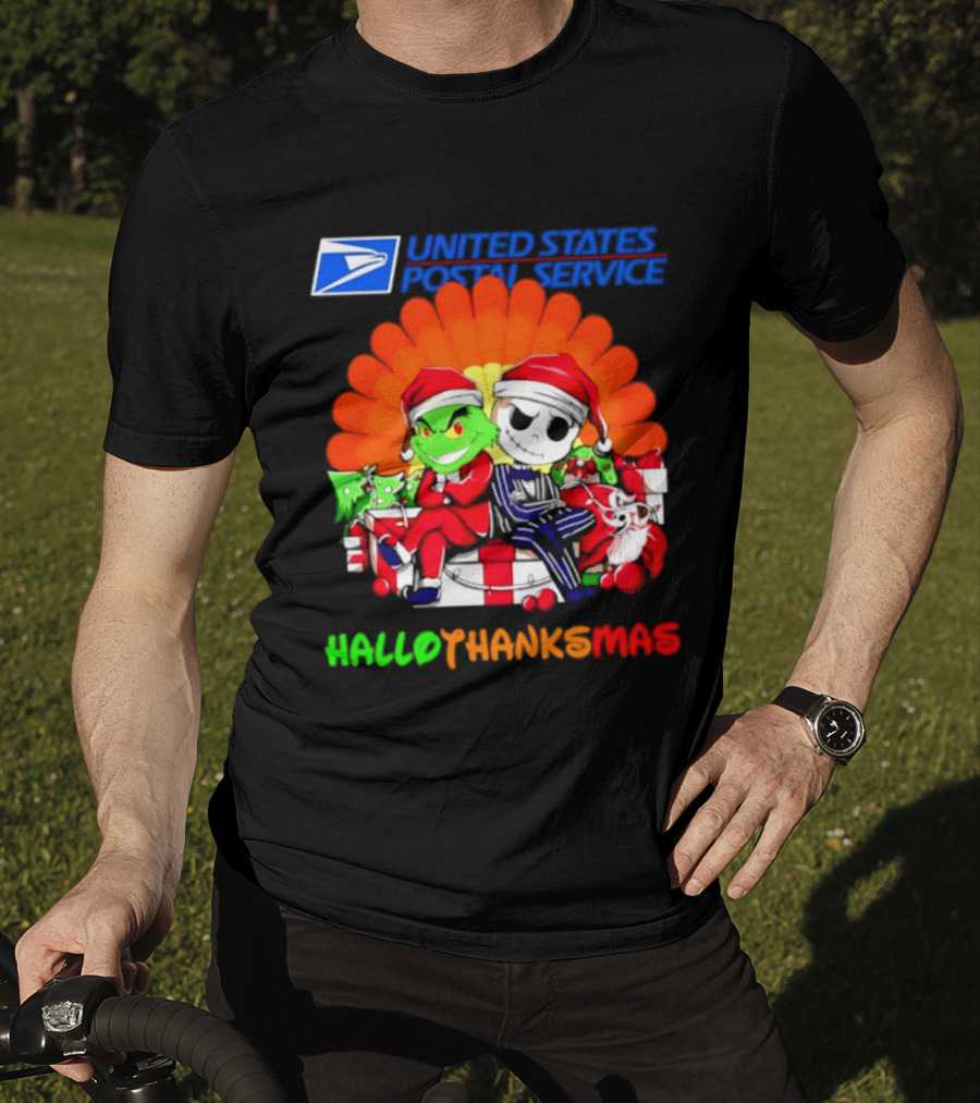 United States Postal Service Grinch Jack Skellington Hallothanksmas 2026 T-Shirt
