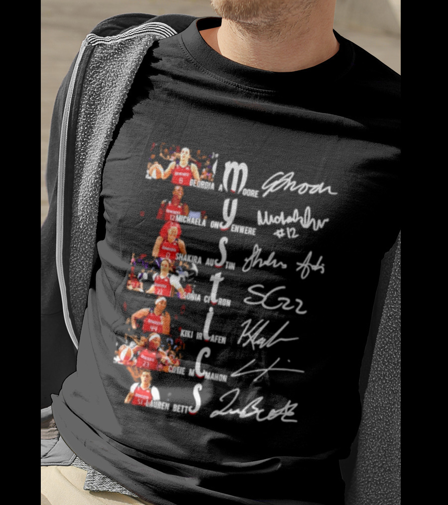 Washington Mystics Amoore Onyenwere Austin Citron Irjafen Mcmahon Betts Signatures Basketball Team Players T-Shirt