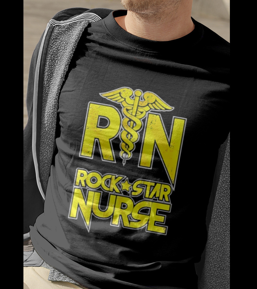 RN Rock Star Nurse Medical Professional Caduceus T-Shirt
