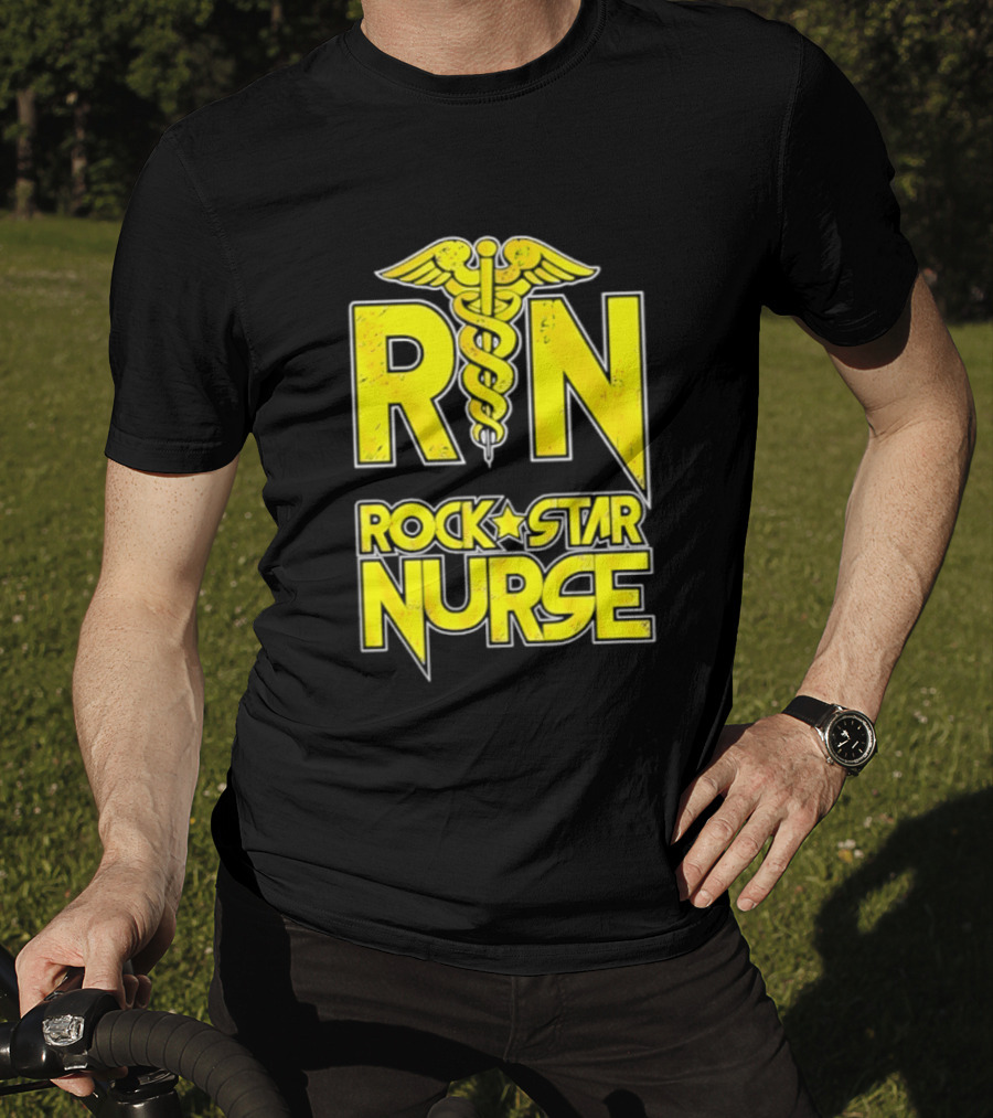 RN Rock Star Nurse Medical Professional Caduceus T-Shirt