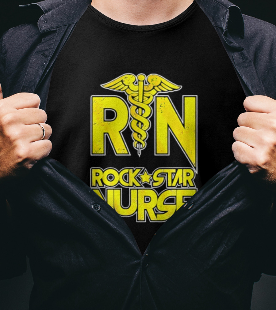 RN Rock Star Nurse Medical Professional Caduceus T-Shirt