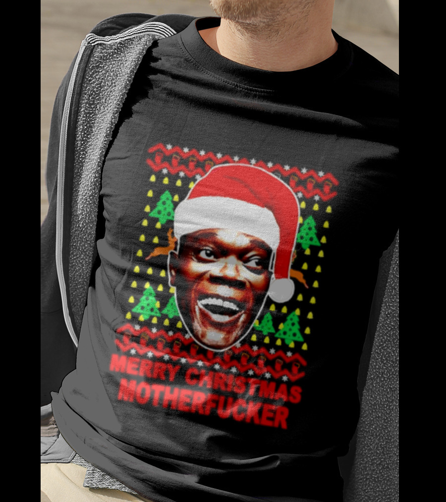 Samuel L Jackson Santa Hat Christmas Humor T-Shirt