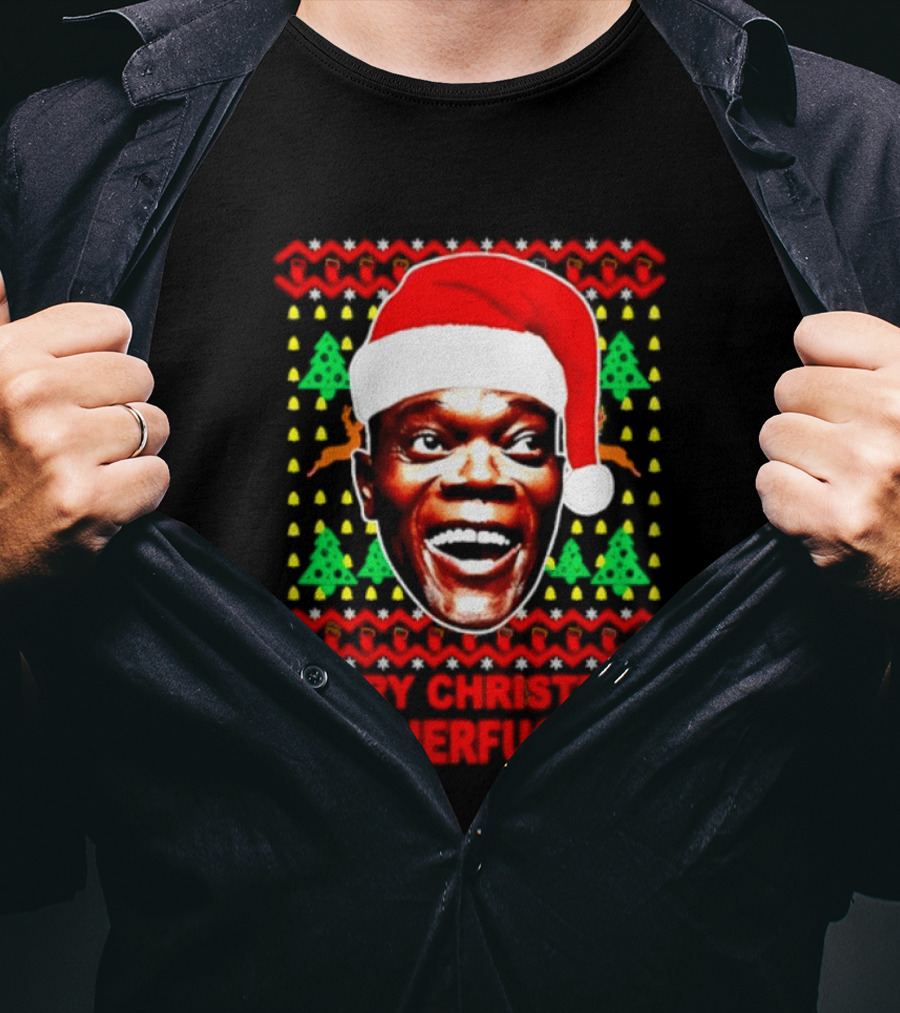 Samuel L Jackson Santa Hat Christmas Humor T-Shirt