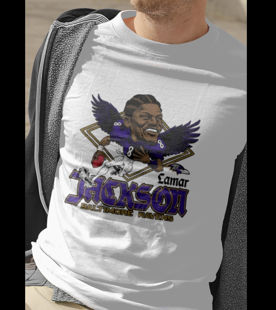 Lamar Jackson Baltimore Ravens Caricature T-Shirt