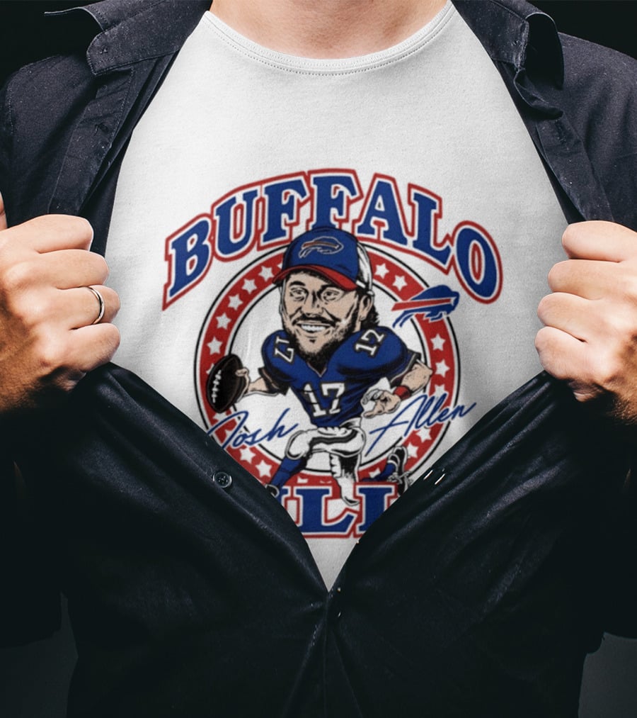 Buffalo Bills Josh Allen Caricature Player Signature 17 T-Shirt