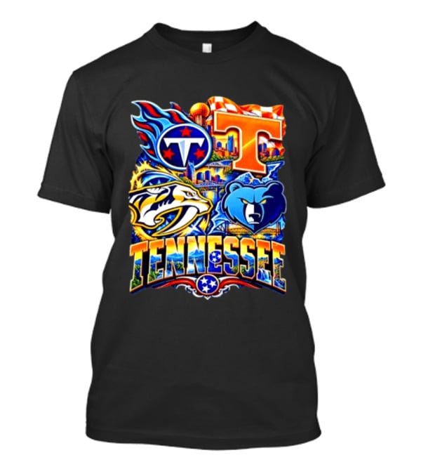 Tennessee Titans Nashville Predators Memphis Grizzlies Volunteers Sports Emblems T-Shirt