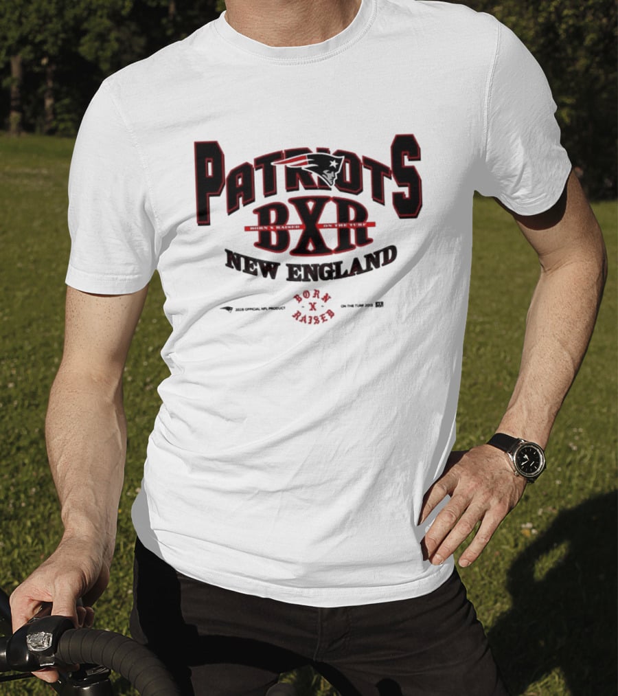 New England Patriots BXR Born X Raised Turf 2026 White T-Shirt