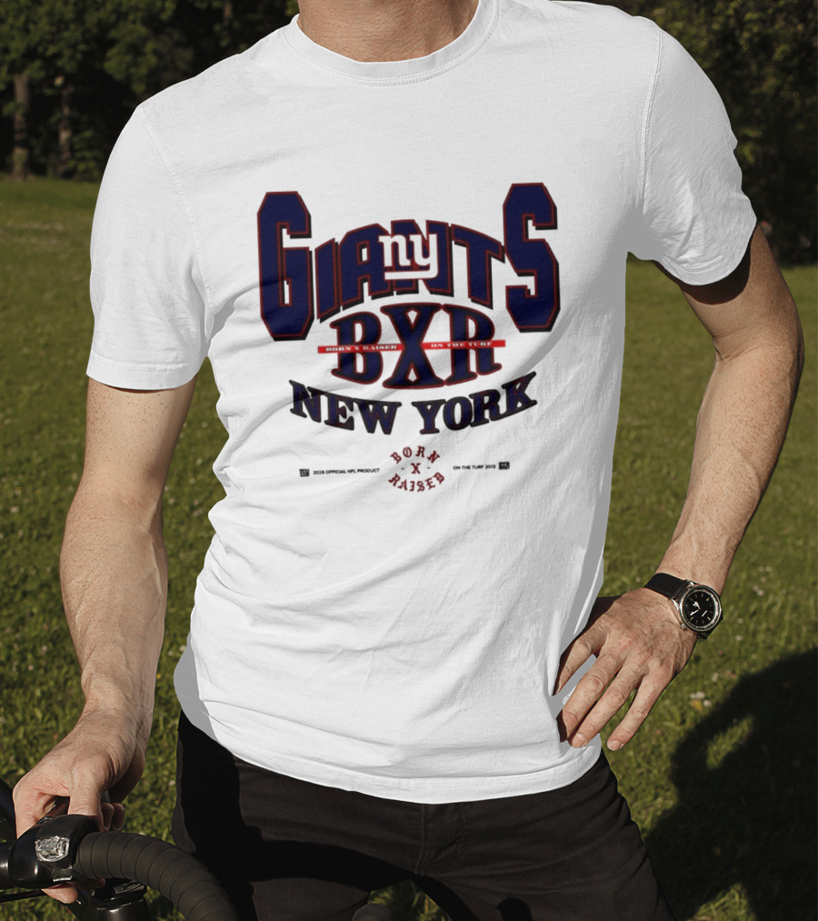 New York Giants BXR Born X Raised On The Turf Football T-Shirt