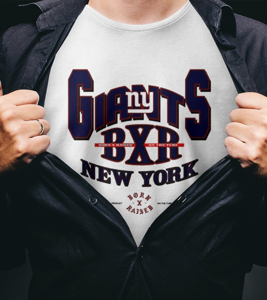 New York Giants BXR Born X Raised On The Turf Football T-Shirt