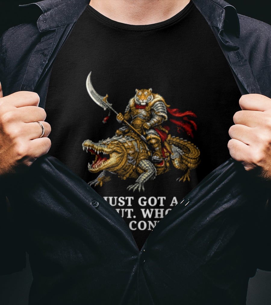 Tiger Riding Crocodile Just Got A Haircut Who's On Birth Control T-Shirt