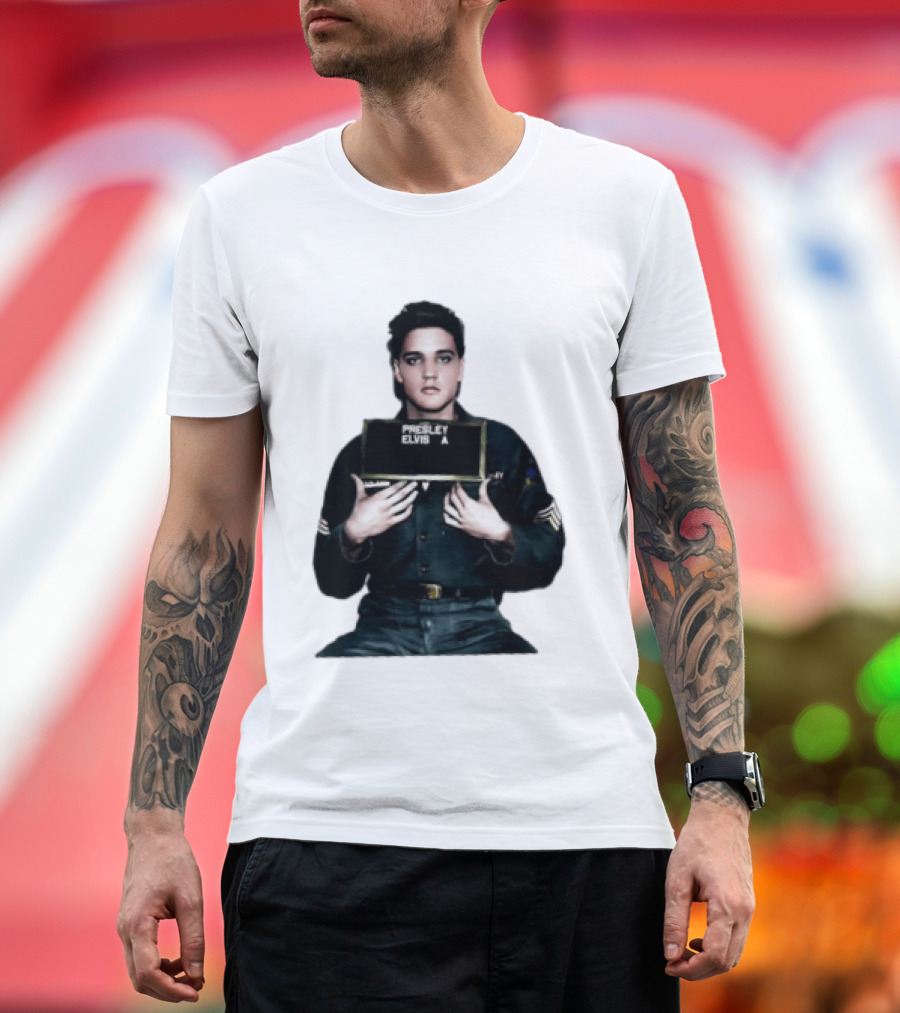 Elvis Presley Army Shot King Of Rock And Roll Iconic Military T-Shirt