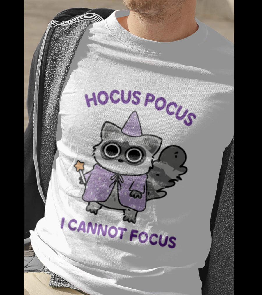 Hocus Pocus I Cannot Focus Raccoon Wizard Magic Costume T-Shirt