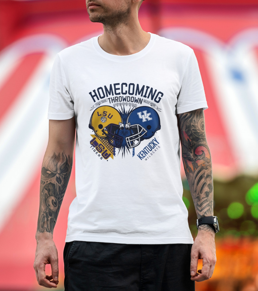 LSU Tigers Vs Kentucky Wildcats Football Homecoming Throwdown October 10 2026 Helmet Clash T-Shirt