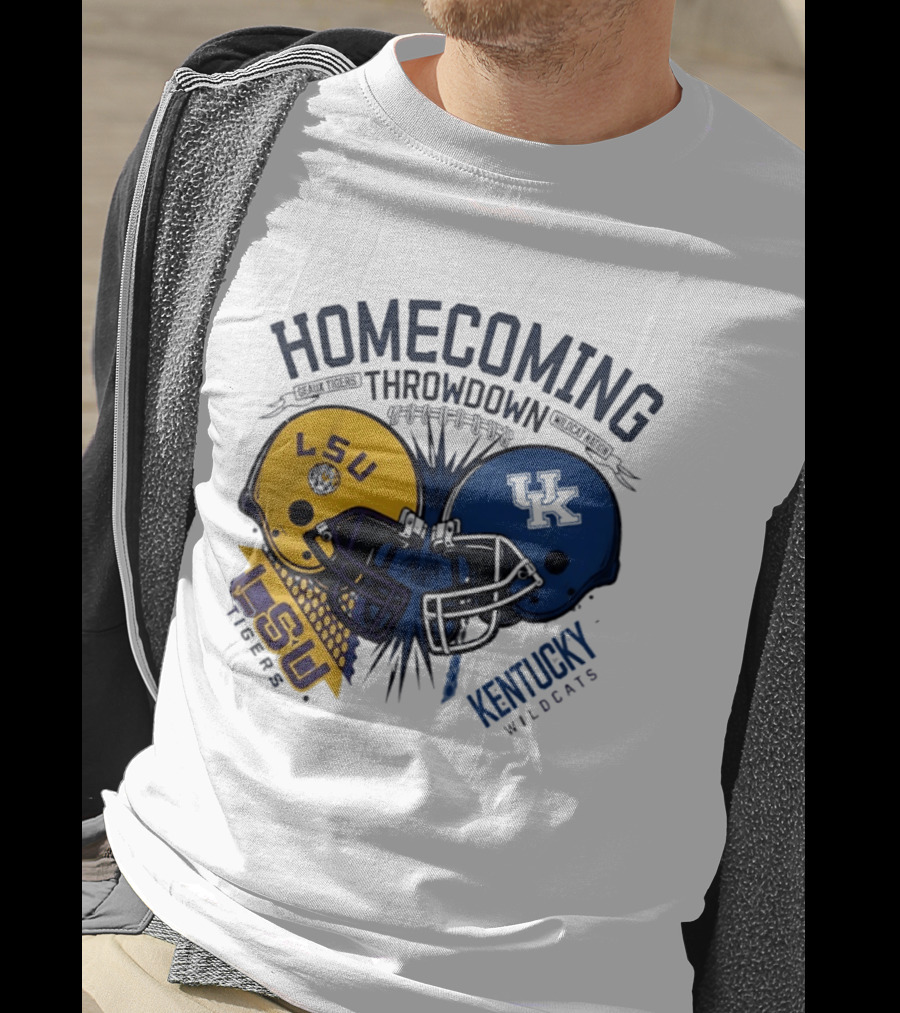 LSU Tigers Vs Kentucky Wildcats Football Homecoming Throwdown October 10 2026 Helmet Clash T-Shirt