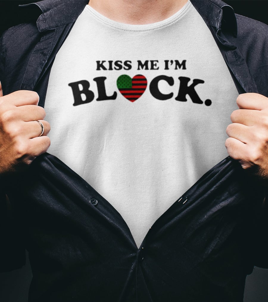 Kiss Me I'm Block St Patrick's Day Flag Heart T-Shirt
