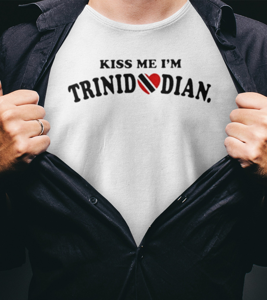 Kiss Me I'm Trinidadian Heart Flag Trinidad And Tobago T-Shirt
