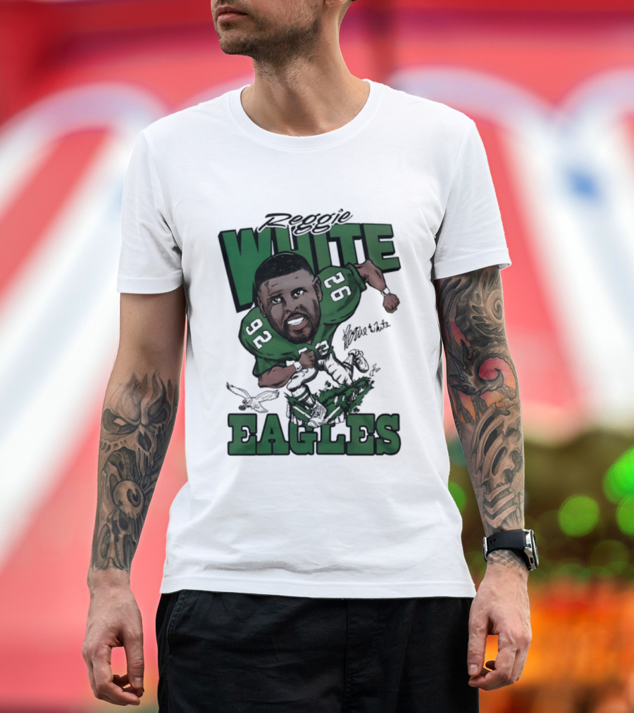 Philadelphia Eagles Reggie White 92 Player Caricature T-Shirt