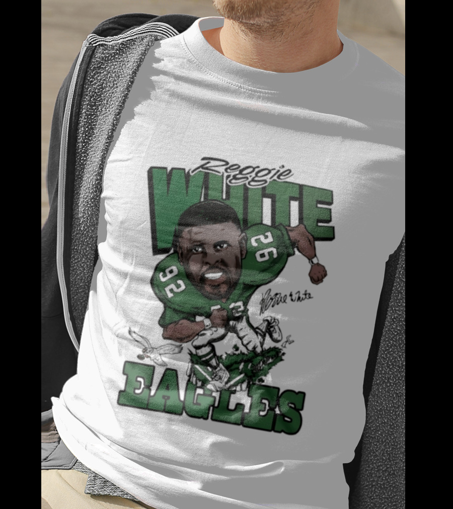 Philadelphia Eagles Reggie White 92 Player Caricature T-Shirt