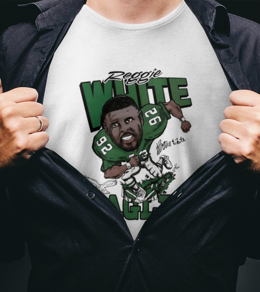 Philadelphia Eagles Reggie White 92 Player Caricature T-Shirt