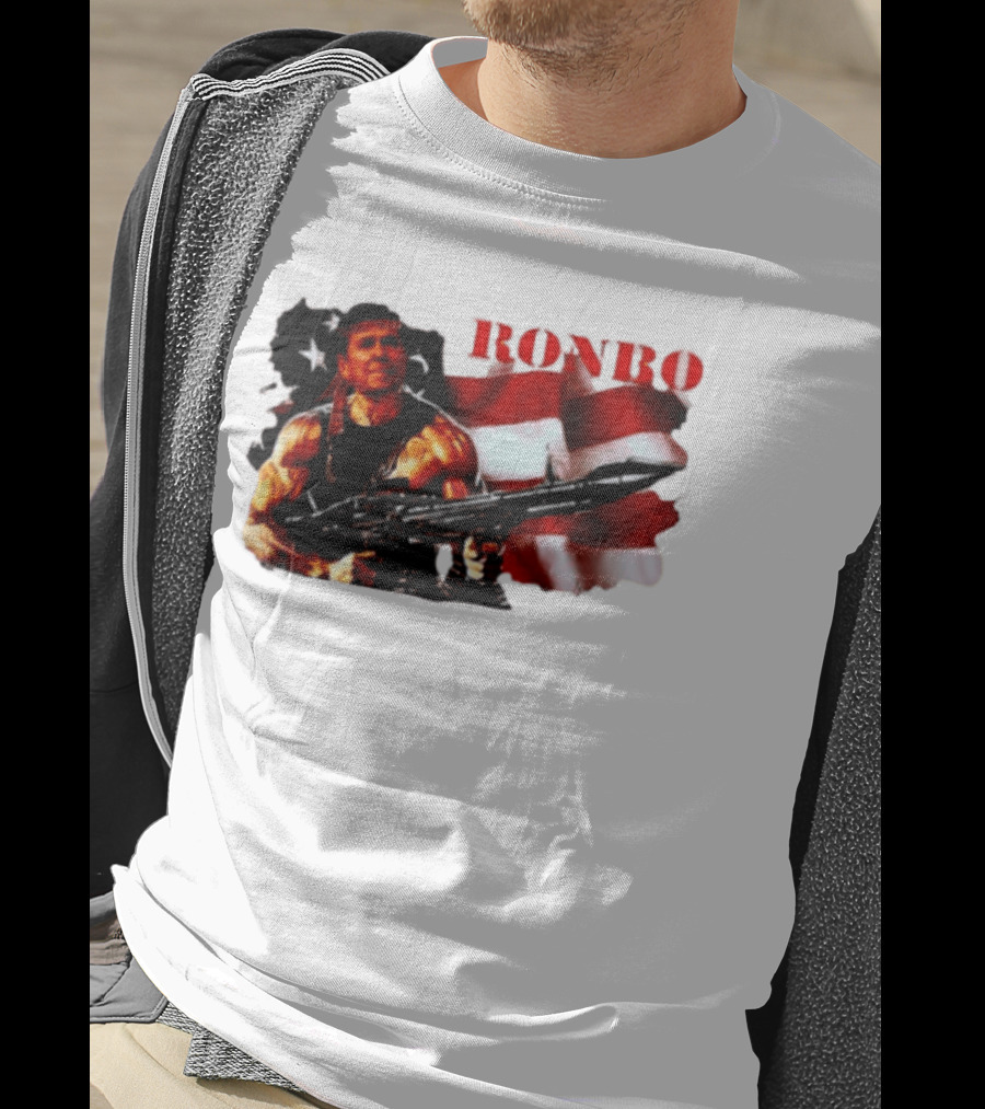 Ronbo Ronald Reagan Rambo With American Flag 80s President T-Shirt