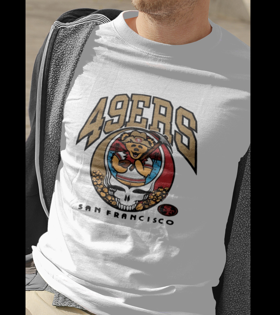 San Francisco 49ers Grateful Dead Steal Your Face Bear Design Collaboration T-Shirt
