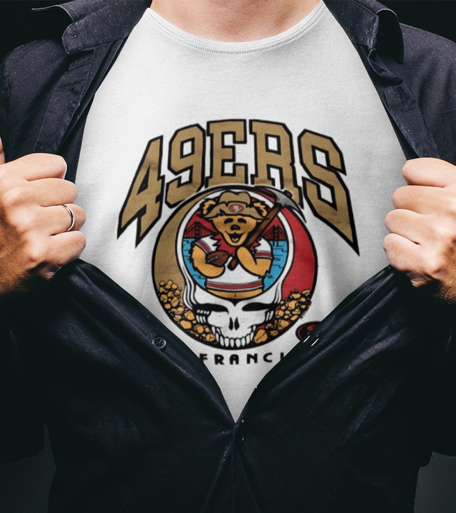 San Francisco 49ers Grateful Dead Steal Your Face Bear Design Collaboration T-Shirt