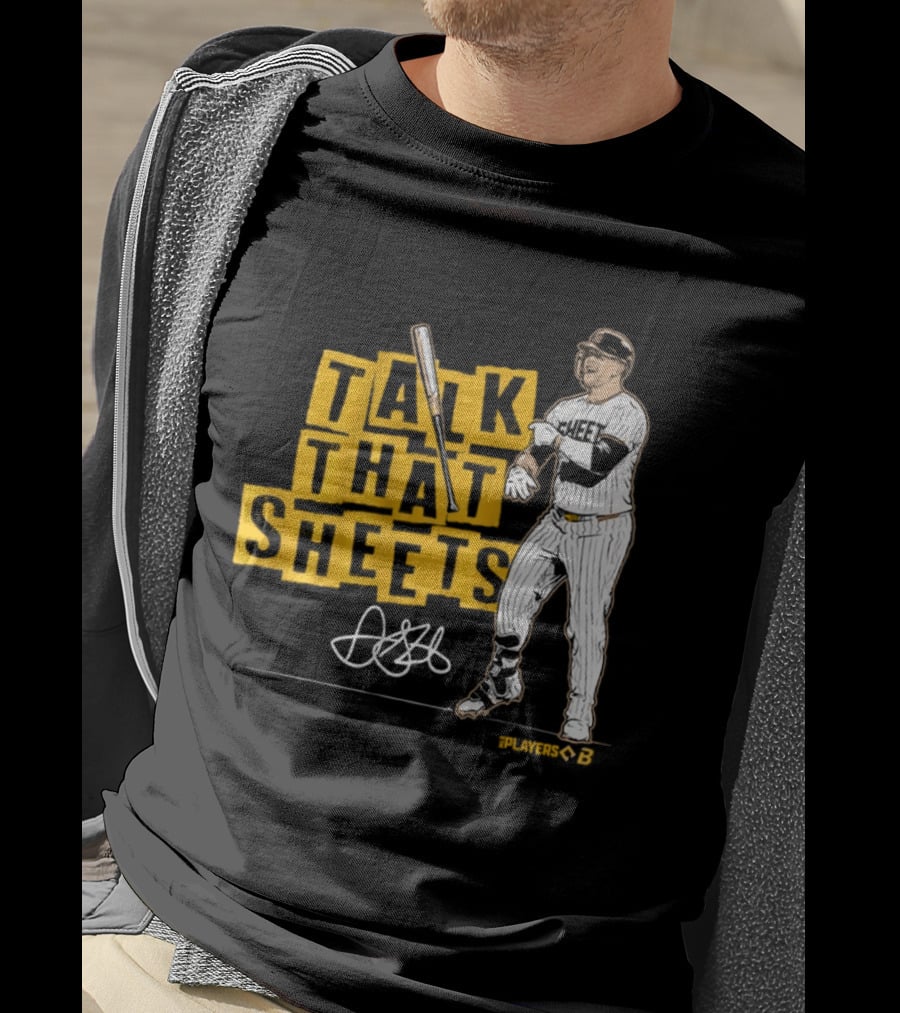 Gavin Sheets Talk That Sheets Baseball Player Yellow Block Lettering T-Shirt