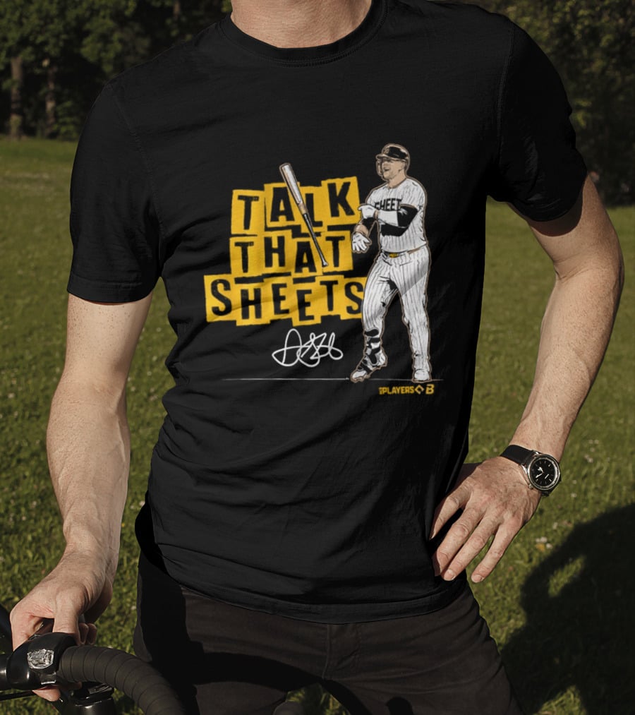 Gavin Sheets Talk That Sheets Baseball Player Yellow Block Lettering T-Shirt