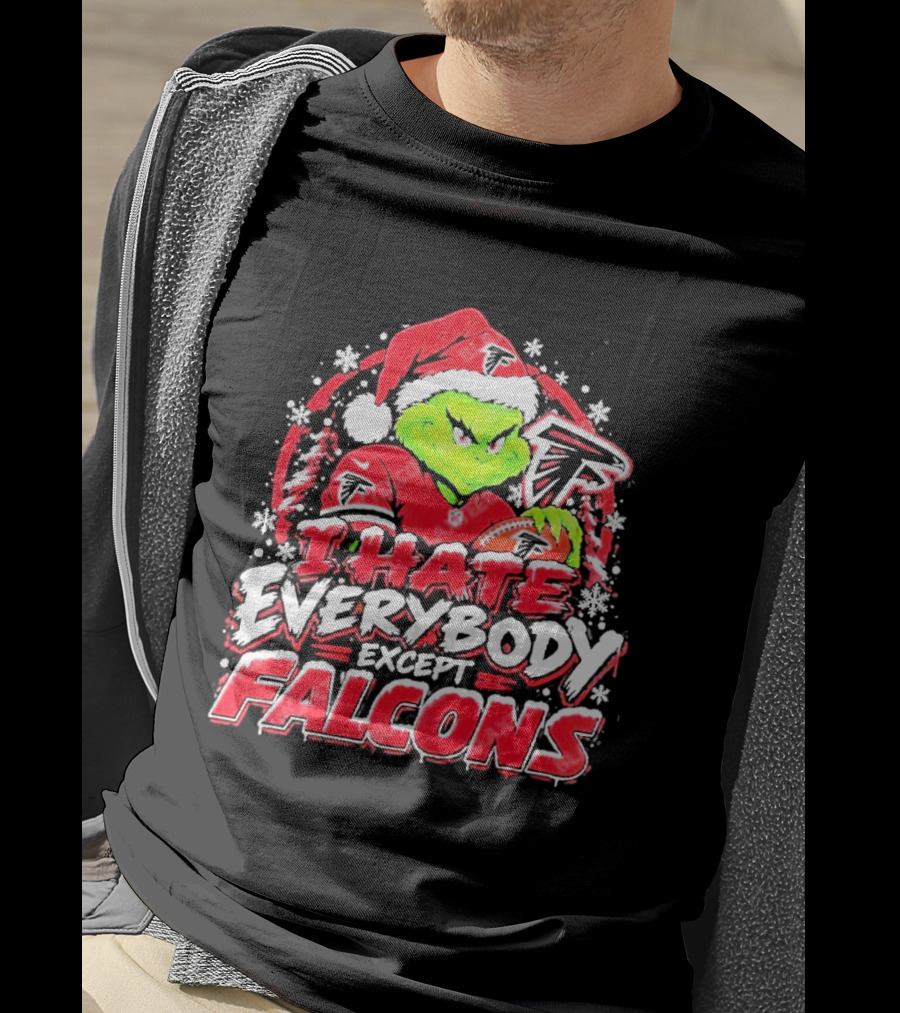 Atlanta Falcons Grinch I Hate Everybody Except Falcons Fans Christmas Holiday T-Shirt