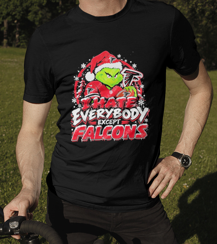 Atlanta Falcons Grinch I Hate Everybody Except Falcons Fans Christmas Holiday T-Shirt