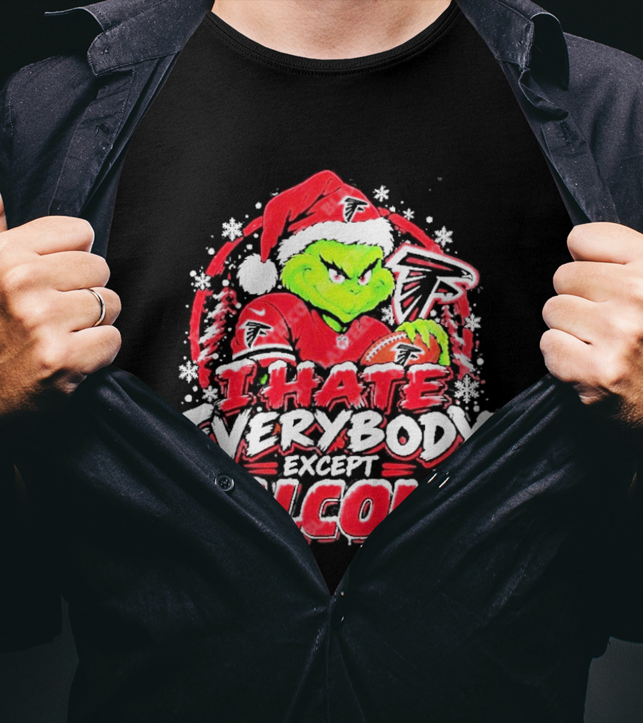 Atlanta Falcons Grinch I Hate Everybody Except Falcons Fans Christmas Holiday T-Shirt