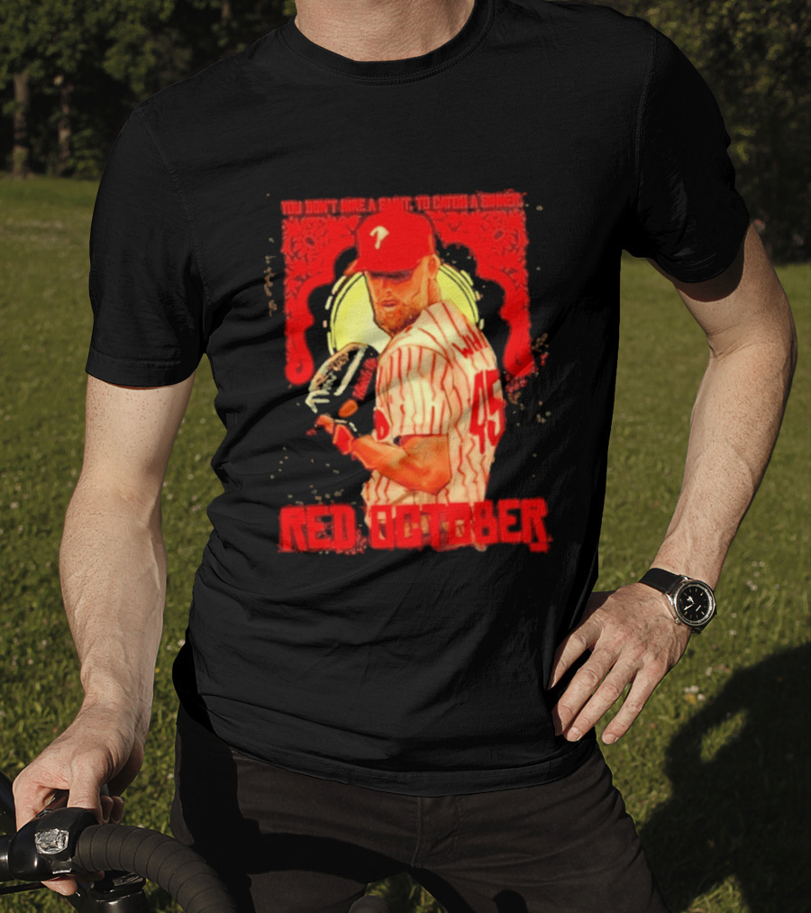 Zack Wheeler Philadelphia Phillies Red October 2026 You Don't Hire A Saint To Catch A Sinner Baseball T-Shirt