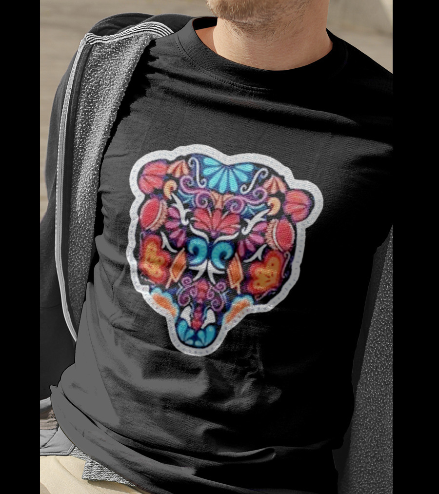 Chicago Bears 2026 Latino Heritage Month Los Bears Vibrant Floral Bear Head T-Shirt