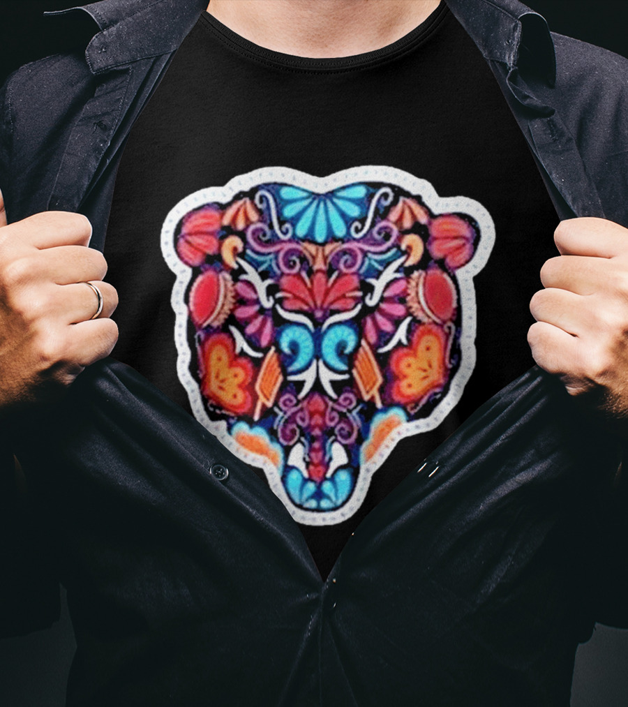 Chicago Bears 2026 Latino Heritage Month Los Bears Vibrant Floral Bear Head T-Shirt