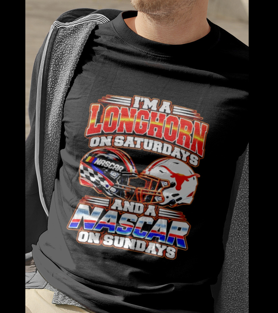 Longhorns On Saturdays NASCAR On Sundays Helmets Longhorns Texas T-Shirt