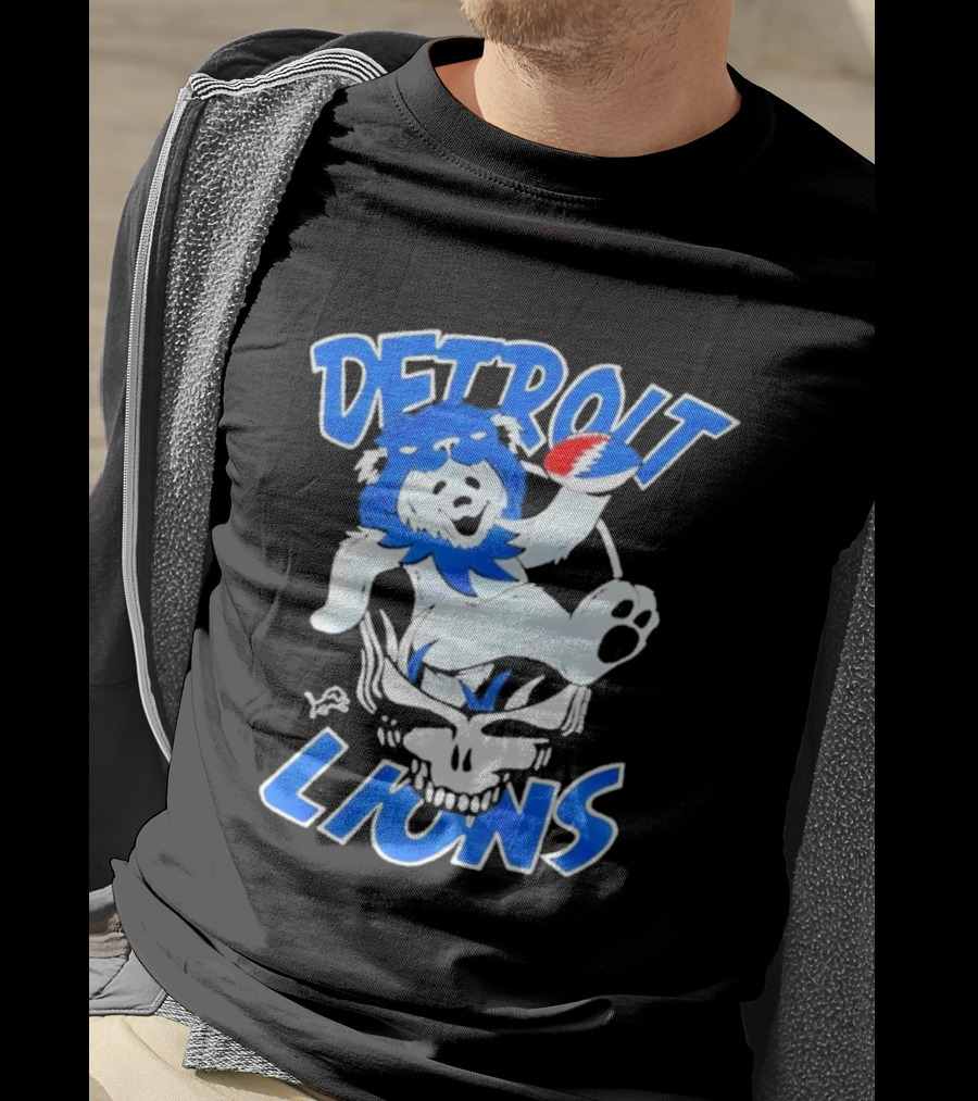 Detroit Lions Grateful Dead Bear With Skull T-Shirt