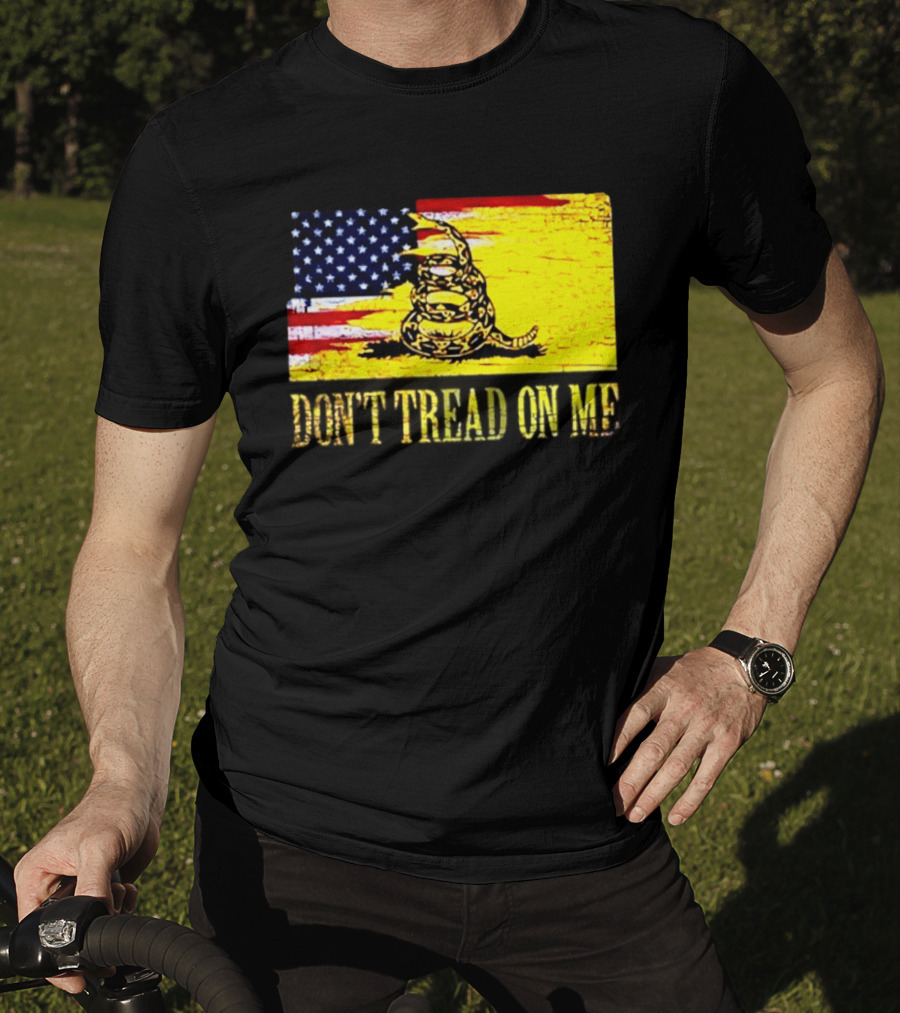 American Flag And Gadsden Snake Don't Tread On Me T-Shirt