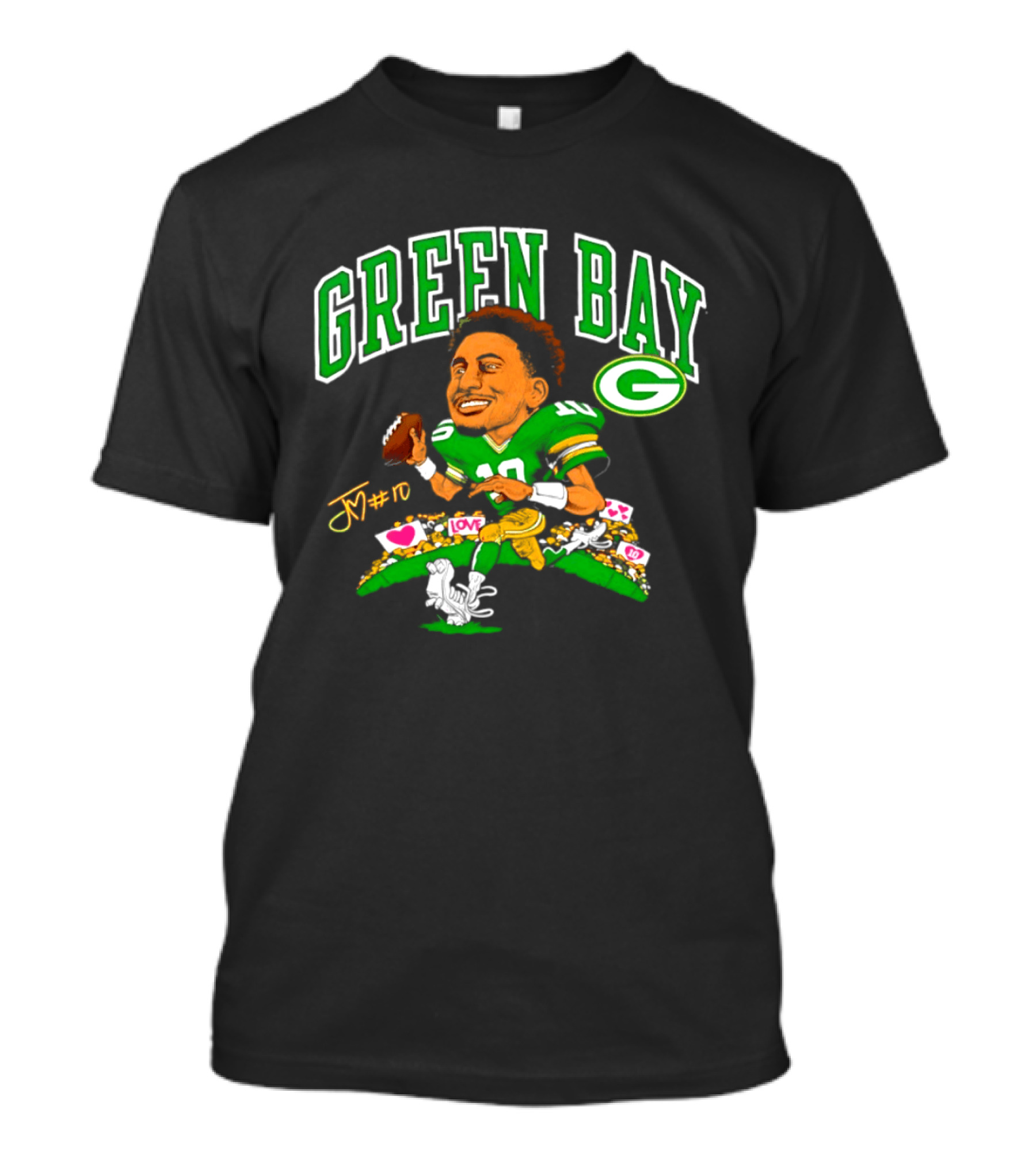 Jordan Love Green Bay Packers Caricature Playing Cards 2026 T-Shirt