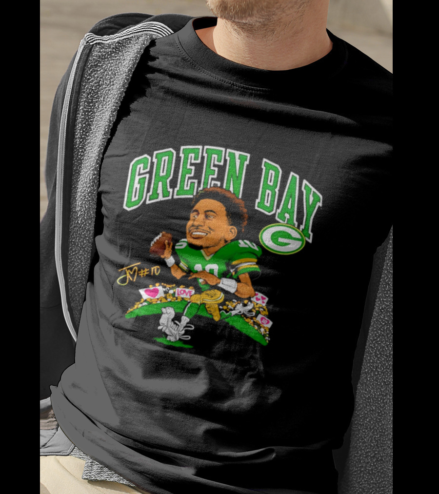 Jordan Love Green Bay Packers Caricature Playing Cards 2026 T-Shirt