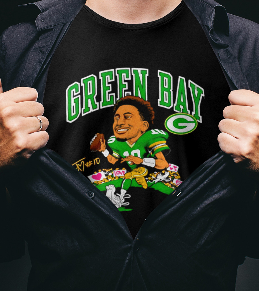 Jordan Love Green Bay Packers Caricature Playing Cards 2026 T-Shirt