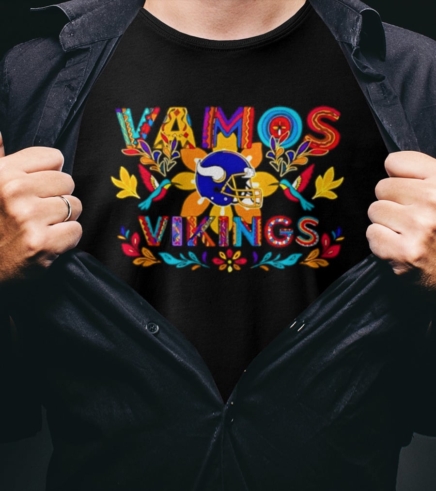 Minnesota Vikings Vamos Vikings Franklin Helmet Floral 2026 T-Shirt