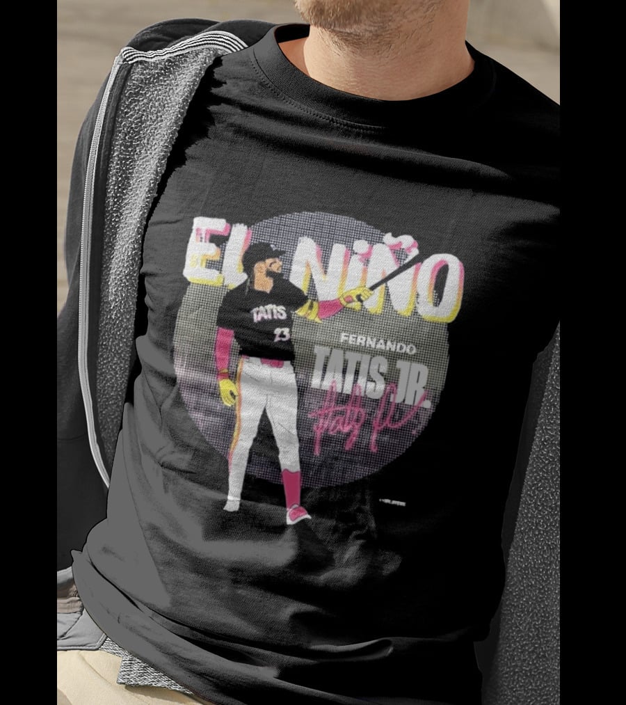 Padres Fernando Tatis Jr El Niño 23 Pink Bat Baseball T-Shirt