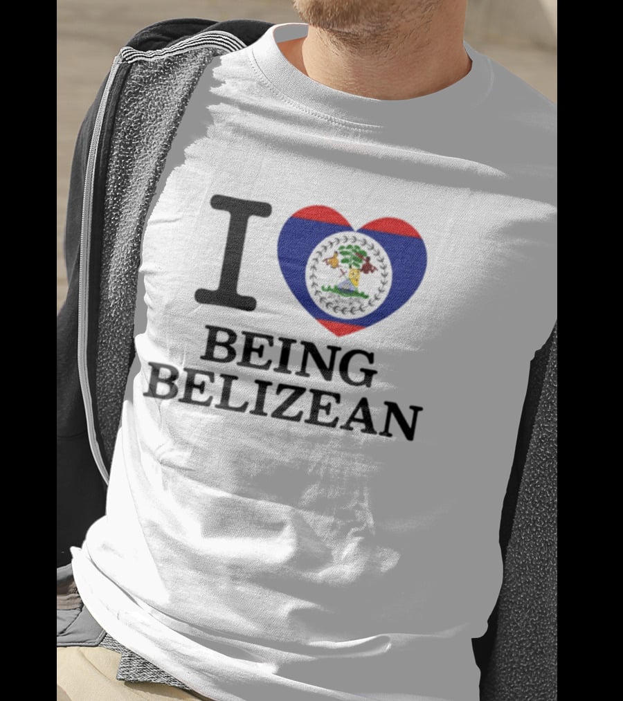 I Love Being Belizean Heart Flag T-Shirt