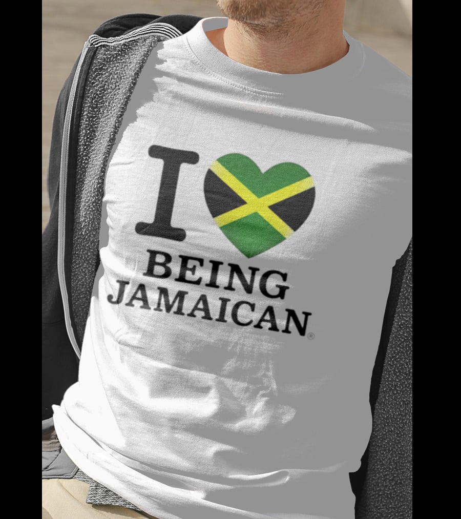 I Love Being Jamaican Flag Heart T-Shirt