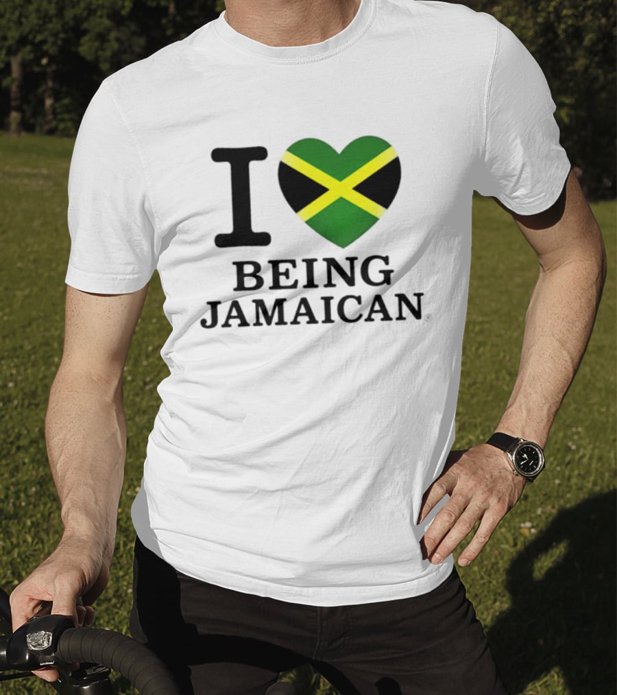 I Love Being Jamaican Flag Heart T-Shirt