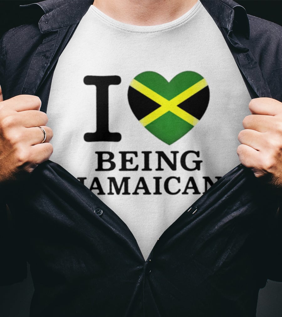 I Love Being Jamaican Flag Heart T-Shirt