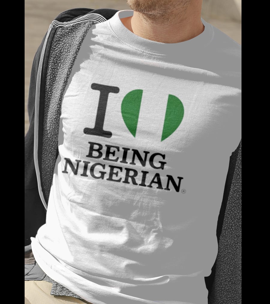 Love Being Nigerian Flag Heart T-Shirt