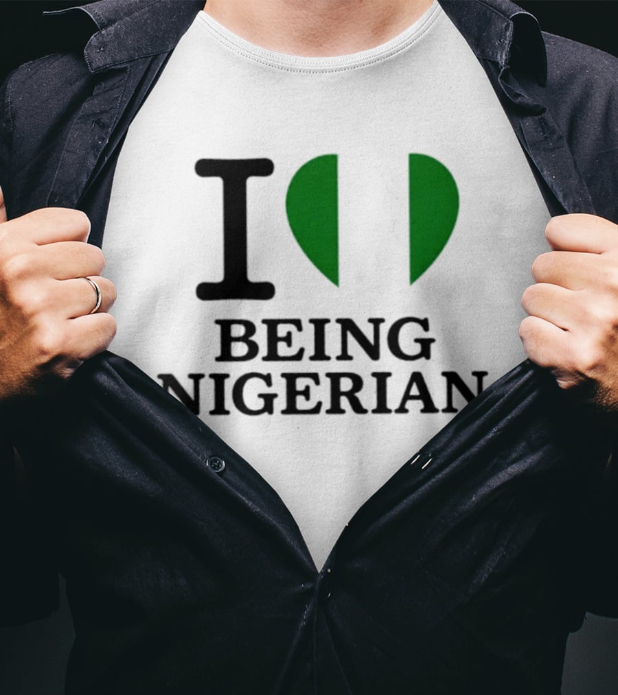 Love Being Nigerian Flag Heart T-Shirt