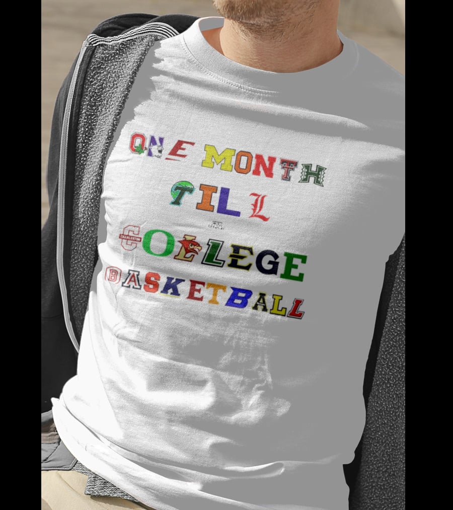One Month Till NCAA College Basketball Team Logos T-Shirt